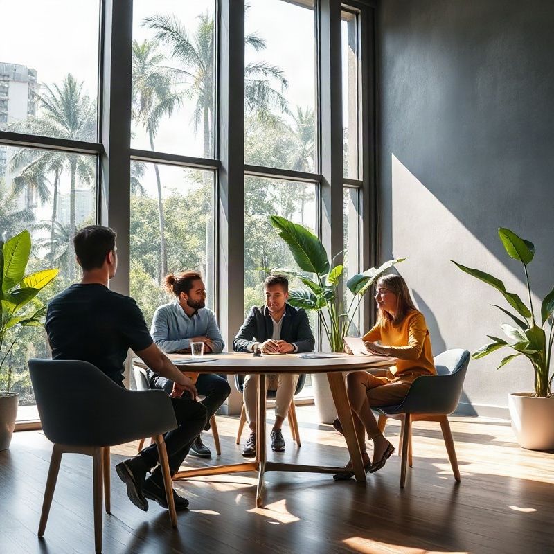 Small professional real estate team in a modern Curitiba office